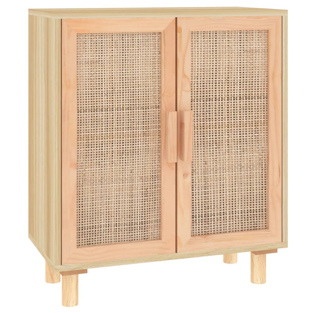 foto del prodotto credenza cassettiera armadio contenitore organizer cucina soggiorno soggiorno 60 x 30 x 70 cm legno di pino massiccio e rattan naturale marrone 02 0035718