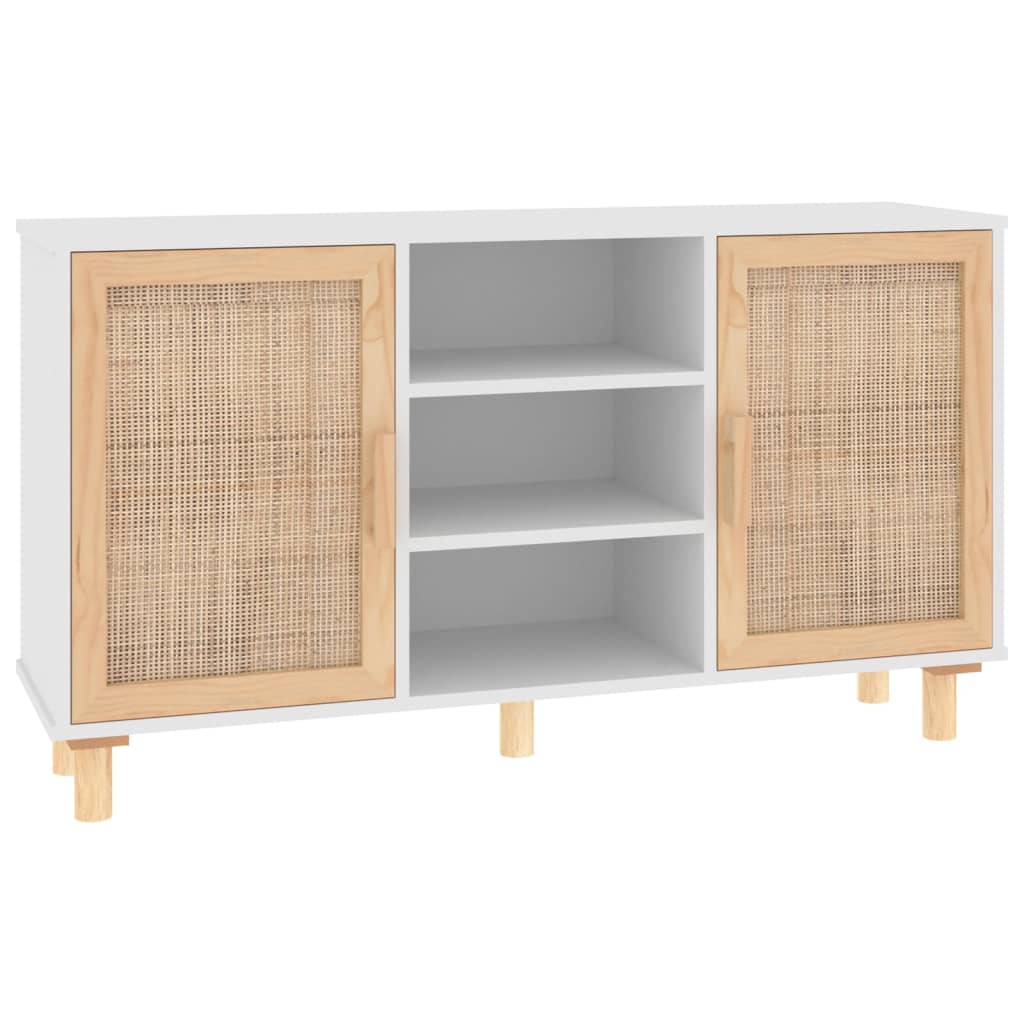foto del prodotto credenza cassettiera cassettiera mobile contenitore organizer cucina soggiorno soggiorno 105 x 30 x 60 cm legno di pino massiccio e rattan bianco naturale 02 0030188
