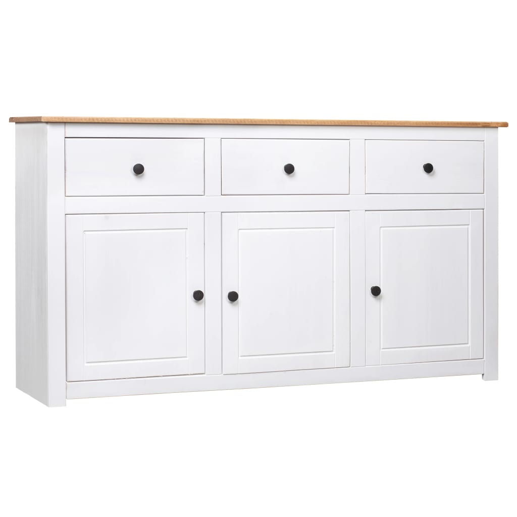 foto del prodotto credenza cassettiera cassettiera mobile contenitore organizer cucina soggiorno soggiorno 135 x 40 x 80 cm pino massiccio gamma panama bianco 02 0030209