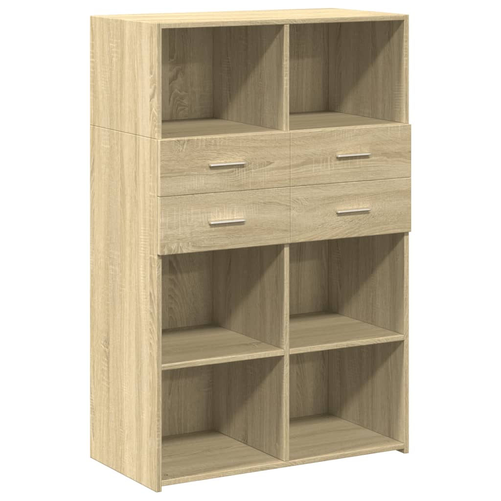 foto del prodotto credenza cassettiera cassettiera mobile contenitore organizer cucina soggiorno soggiorno alto sonoma 80 x 42,5 x 124 cm derivati del legno marrone 02 0034208