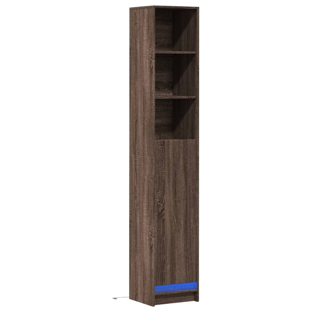 foto del prodotto credenza cassettiera cassettiera mobile contenitore organizer cucina soggiorno soggiorno con led 36 x 32,5 x 200 cm derivati del legno marrone 02 0029785