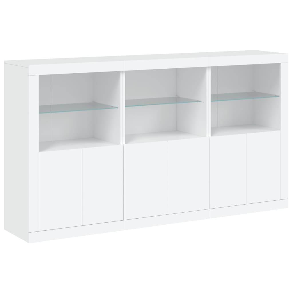 foto del prodotto credenza cassettiera cassettiera mobile contenitore organizer cucina soggiorno soggiorno con luci a led 181,5 x 37 x 100 cm bianco 02 0029838