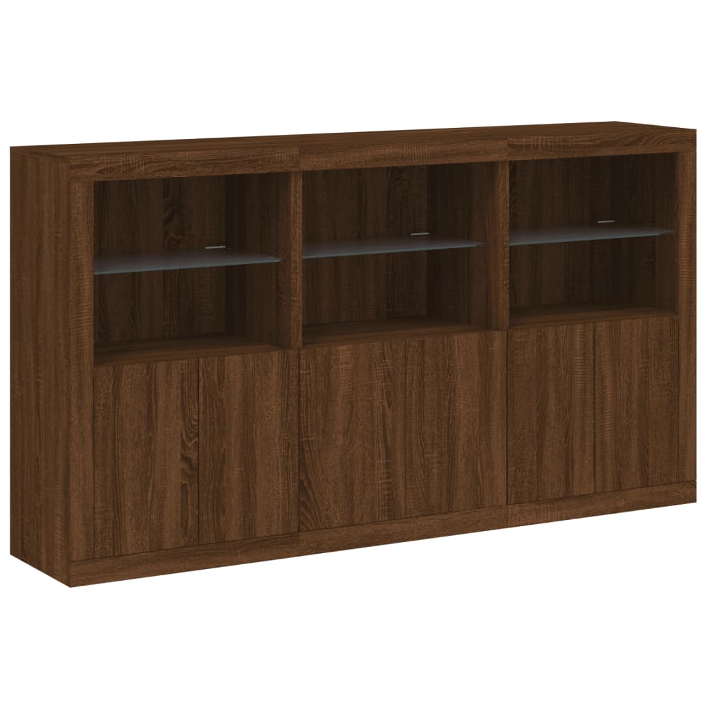 foto del prodotto credenza cassettiera cassettiera mobile contenitore organizer cucina soggiorno soggiorno con luci a led 181,5 x 37 x 100 cm marrone 02 0029910