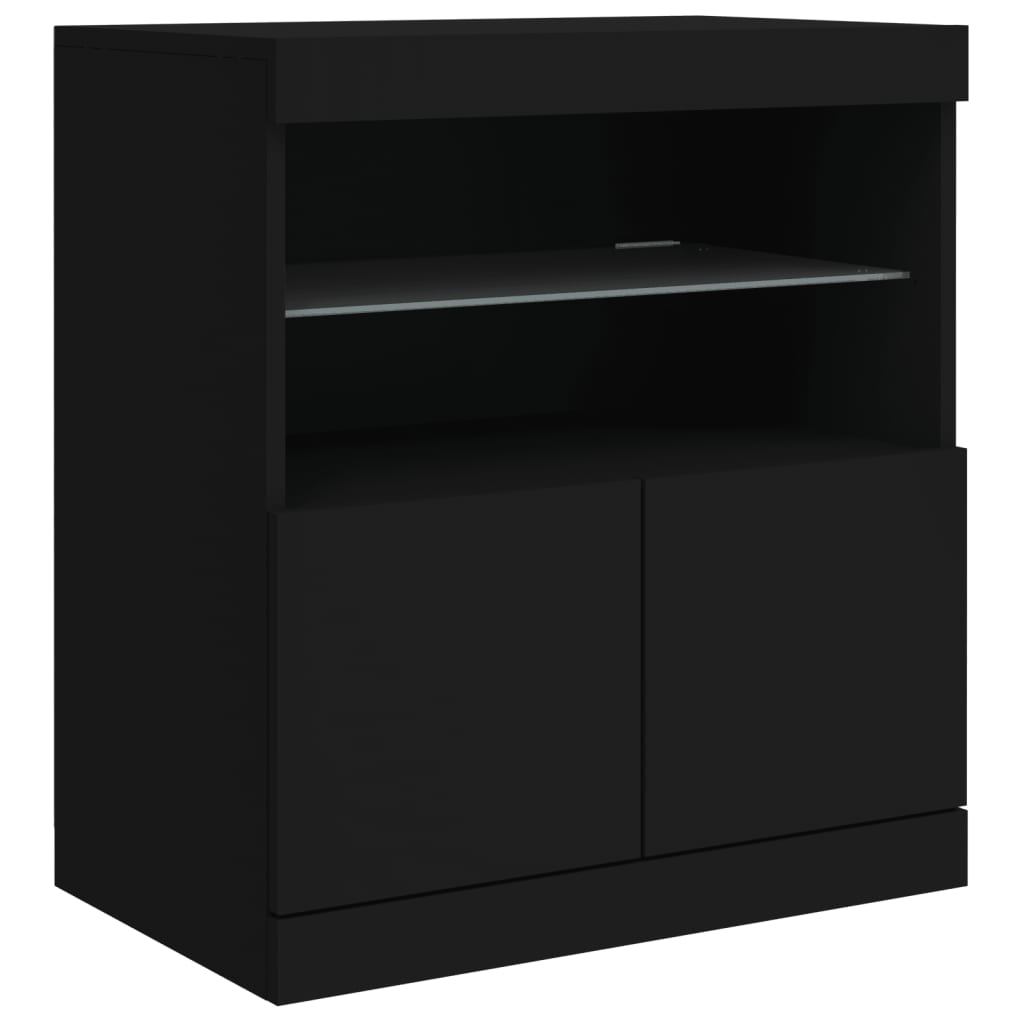 foto del prodotto credenza cassettiera cassettiera mobile contenitore organizer cucina soggiorno soggiorno con luci a led 60 x 37 x 67 cm nero 02 0030043