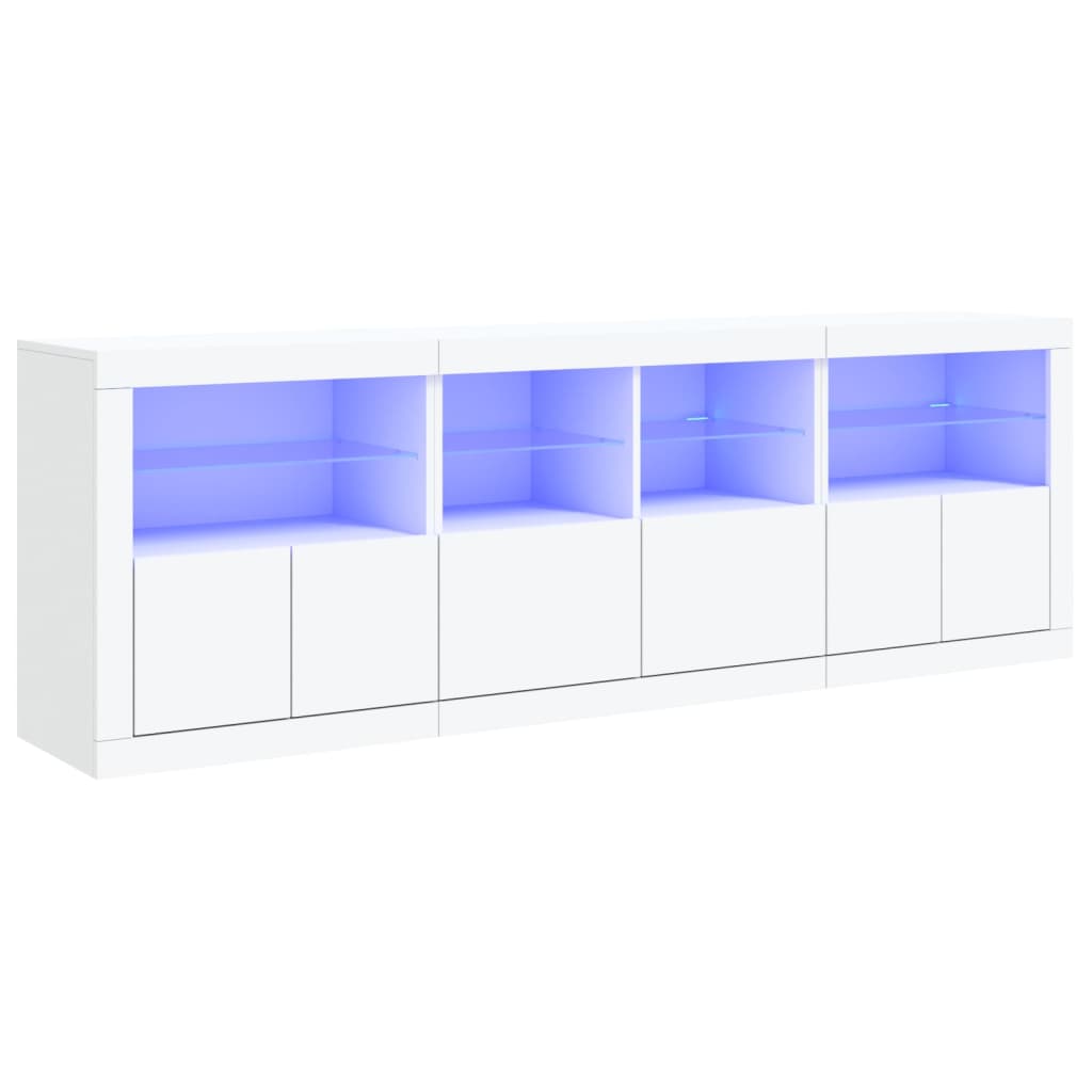 foto del prodotto credenza cassettiera cassettiera mobile contenitore organizer cucina soggiorno soggiorno con luci led 202 x 37 x 67 cm bianco 02 0029843