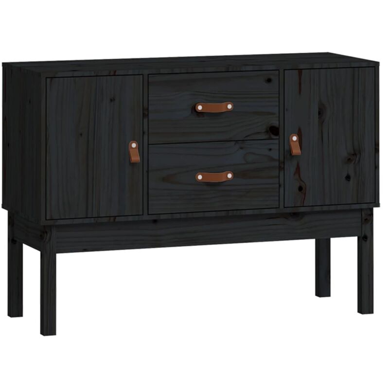 foto del prodotto credenza cassettiera mobile contenitore organizer cucina soggiorno soggiorno 110 x 40 x 78 cm legno massello di pino nero 020035844