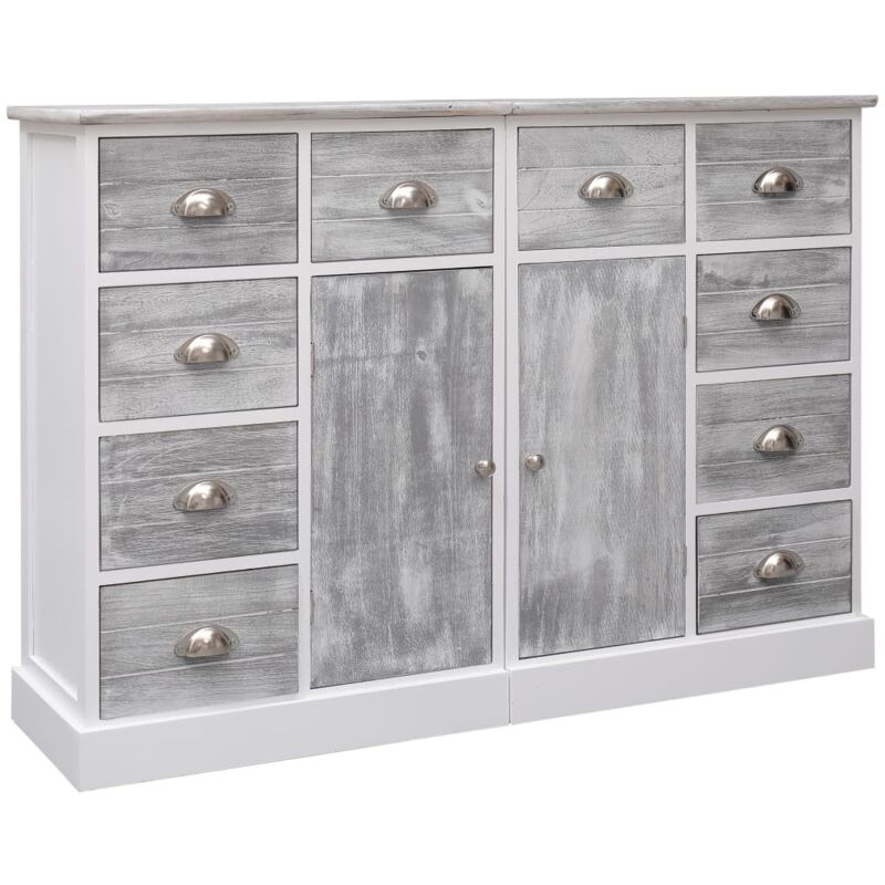 foto del prodotto credenza cassettiera mobile contenitore organizer cucina soggiorno soggiorno con 10 cassetti 113 x 30 x 79 cm legno grigio 020029721