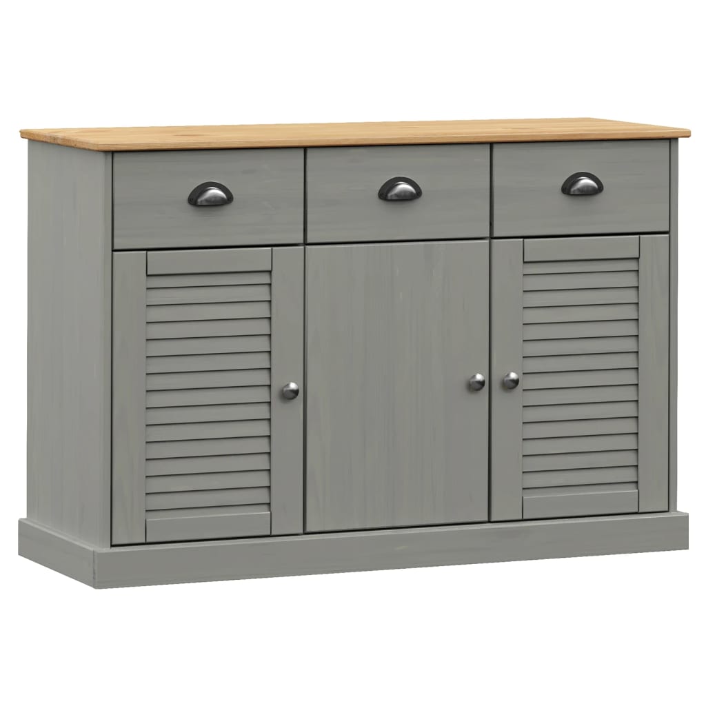 foto del prodotto credenza cassettiera mobile contenitore organizer cucina soggiorno soggiorno con cassetti 113 x 40 x 75 cm legno massello di pino grigio 02 0030136