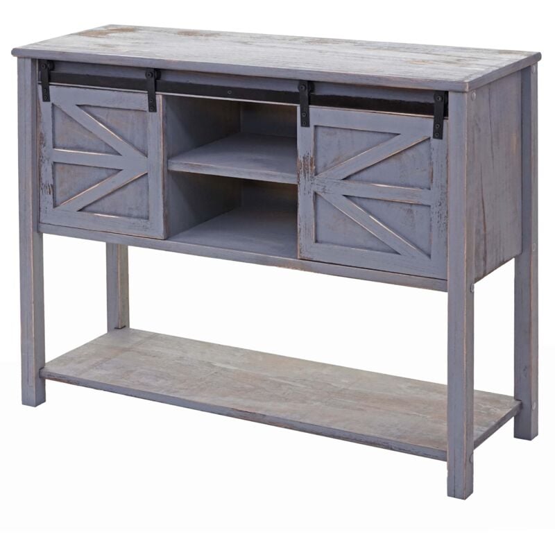 foto del prodotto credenza com cassettiera shabby vintage ante scorrevoli hhg 642 legno paulonia grigio