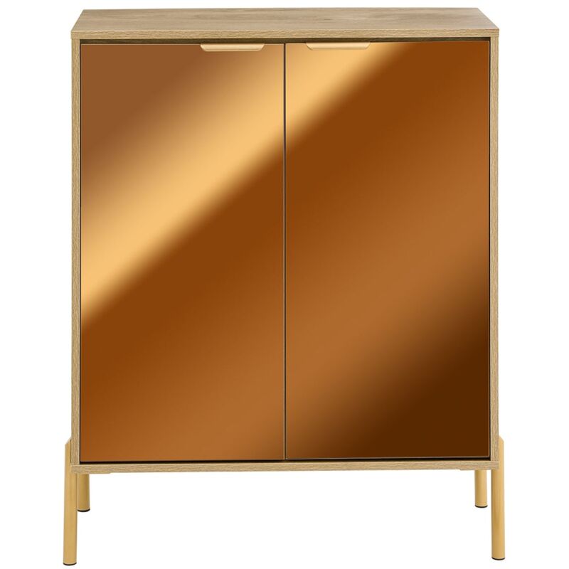 foto del prodotto credenza con 2 ante in vetro, credenza decorativa, consolle laterale stretta colore d oro 83x38x100cm fsb96 g sobuy