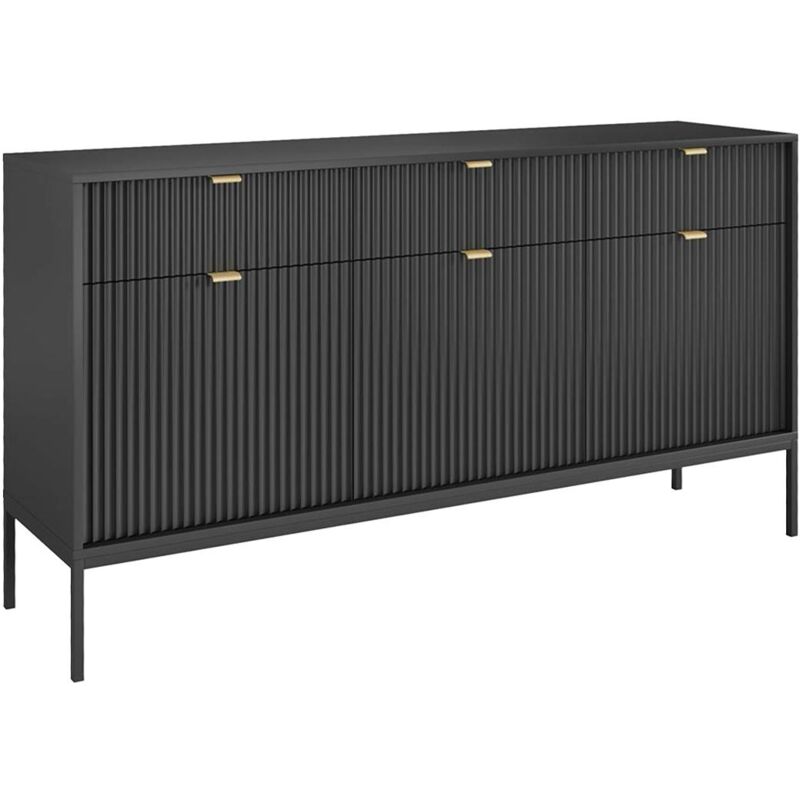 foto del prodotto credenza con 3 ante e 3 cassetti nera liouba di pascal morabito