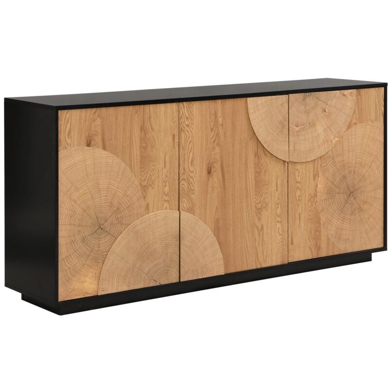 foto del prodotto credenza con 3 ante in mdf naturale e nero yasmelia
