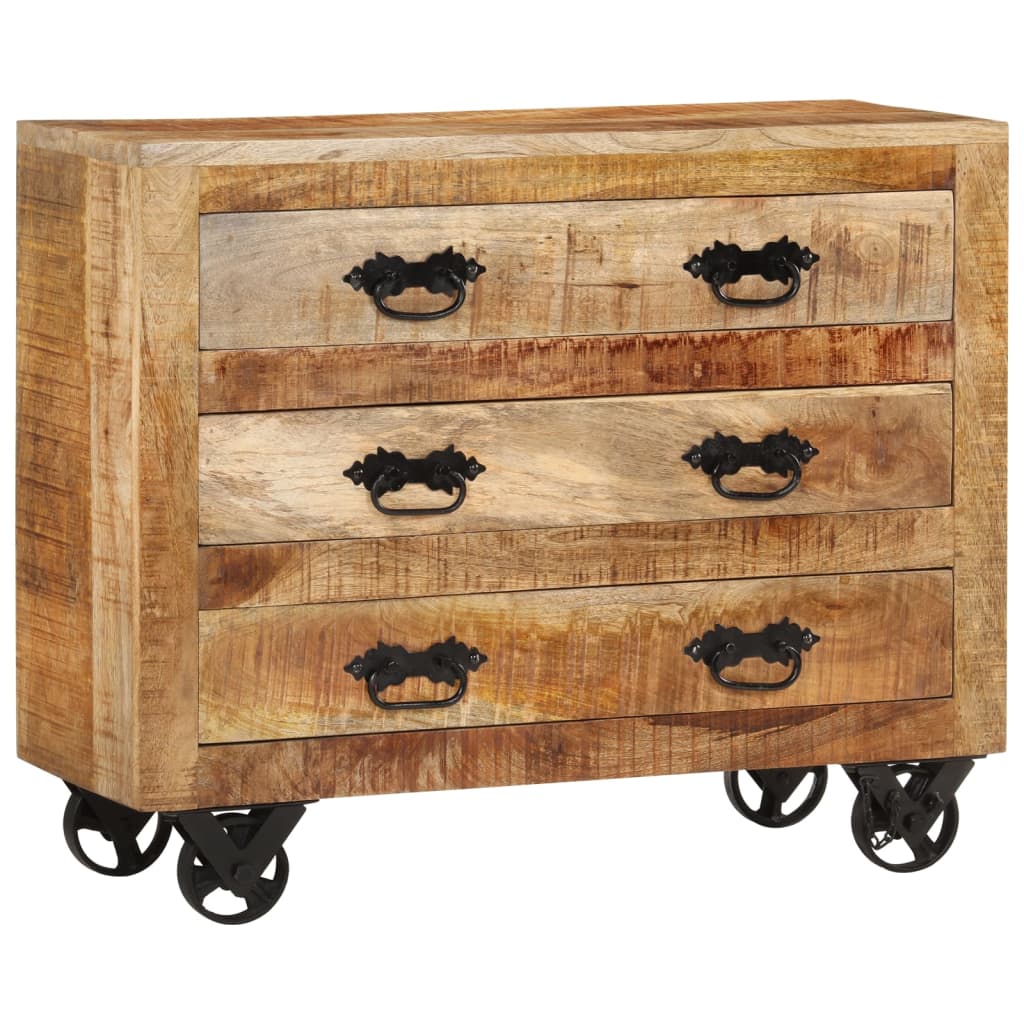 foto del prodotto credenza con 3 cassetti 80x30x65 cm legno grezzo massello mangocod mxl 94621