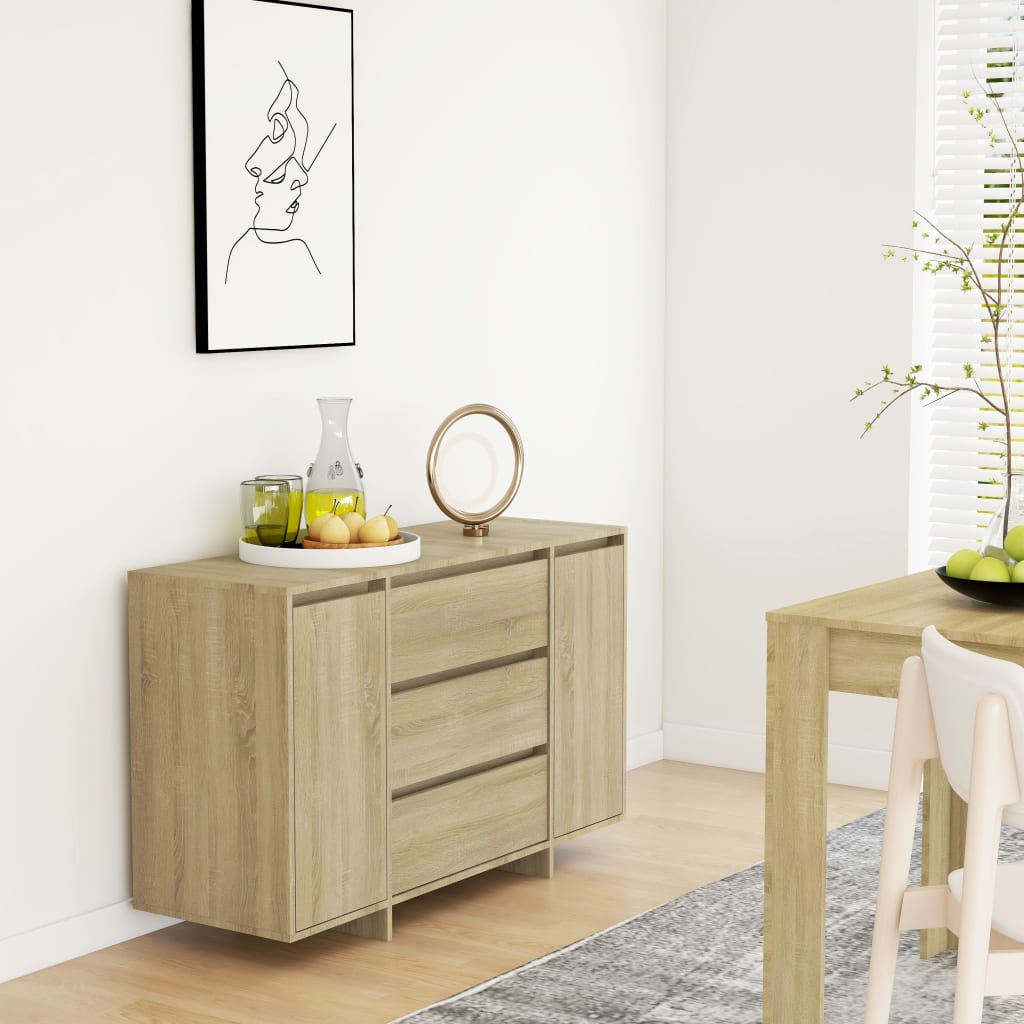 foto del prodotto credenza con 3 cassetti rovere sonoma 120x41x75cm in truciolato cod mxl 18838