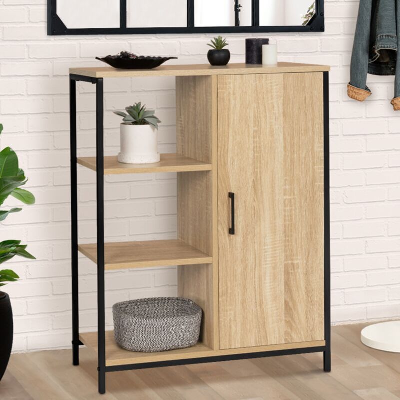 foto del prodotto credenza con 3 ripiani e armadietto, design industriale detroit