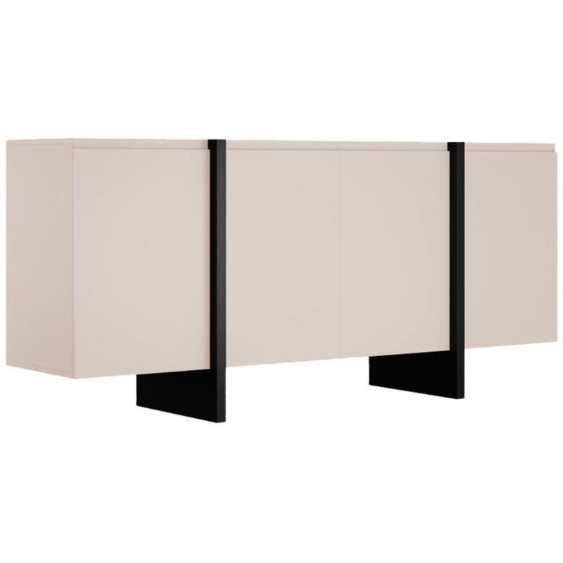 foto del prodotto credenza con 4 ante in mdf beige e nero luvonia