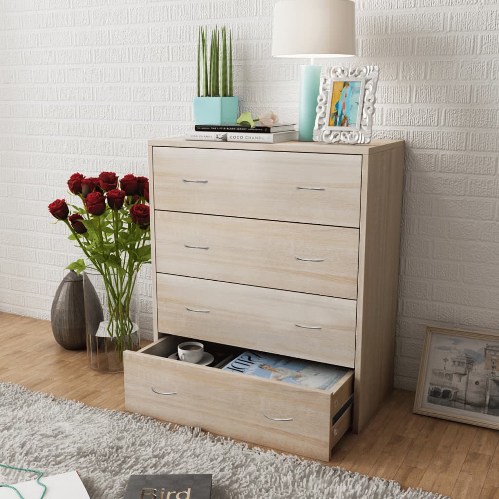foto del prodotto credenza con 4 cassetti 60x30,5x71 cm colore rovere