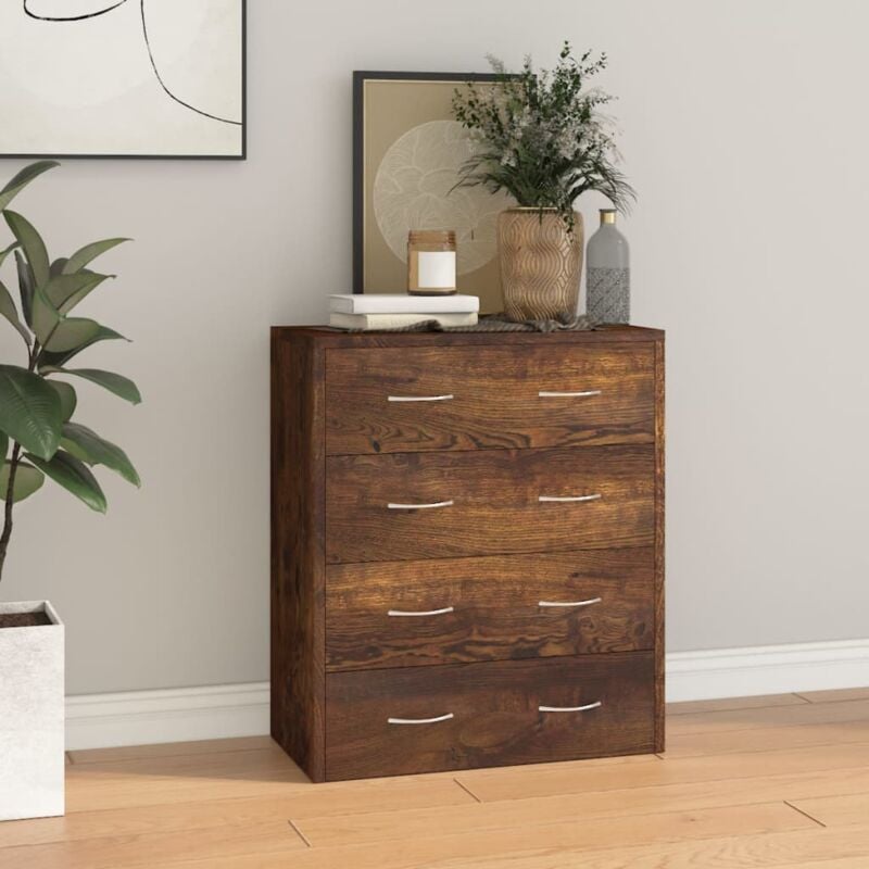 foto del prodotto credenza con 4 cassetti 60x30,5x71 cm rovere fumo vidaxl