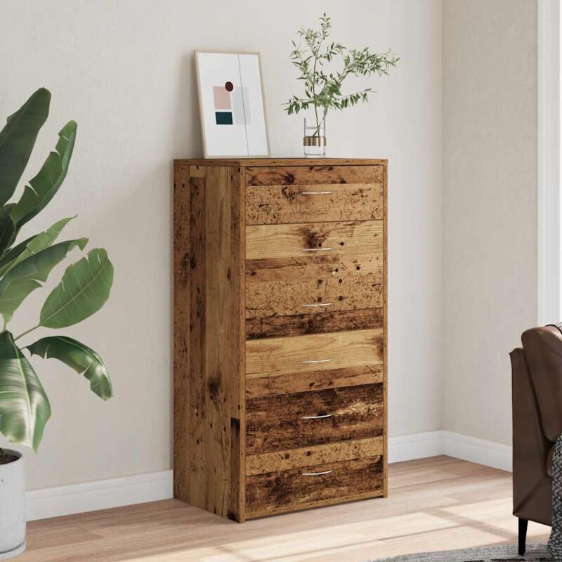 foto del prodotto credenza con 6 cassetti legno antico 50x34x96 cm in truciolato vidaxl