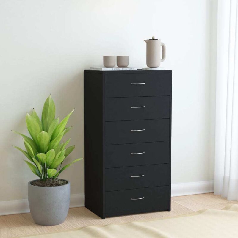 foto del prodotto credenza con 6 cassetti nera 50x34x96 cm in legno multistrato vidaxl