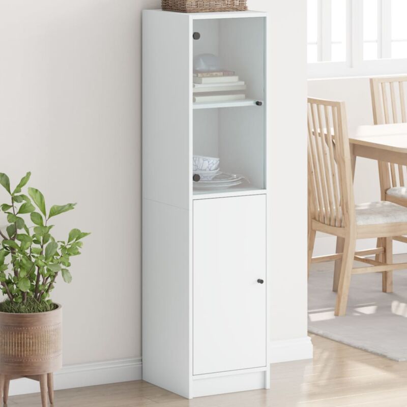 foto del prodotto credenza con anta in vetro bianca 35x37x142 cm vidaxl
