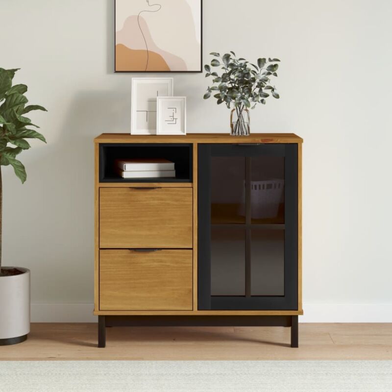 foto del prodotto credenza con anta in vetro flam 80x40x80 cm massello di pino vidaxl