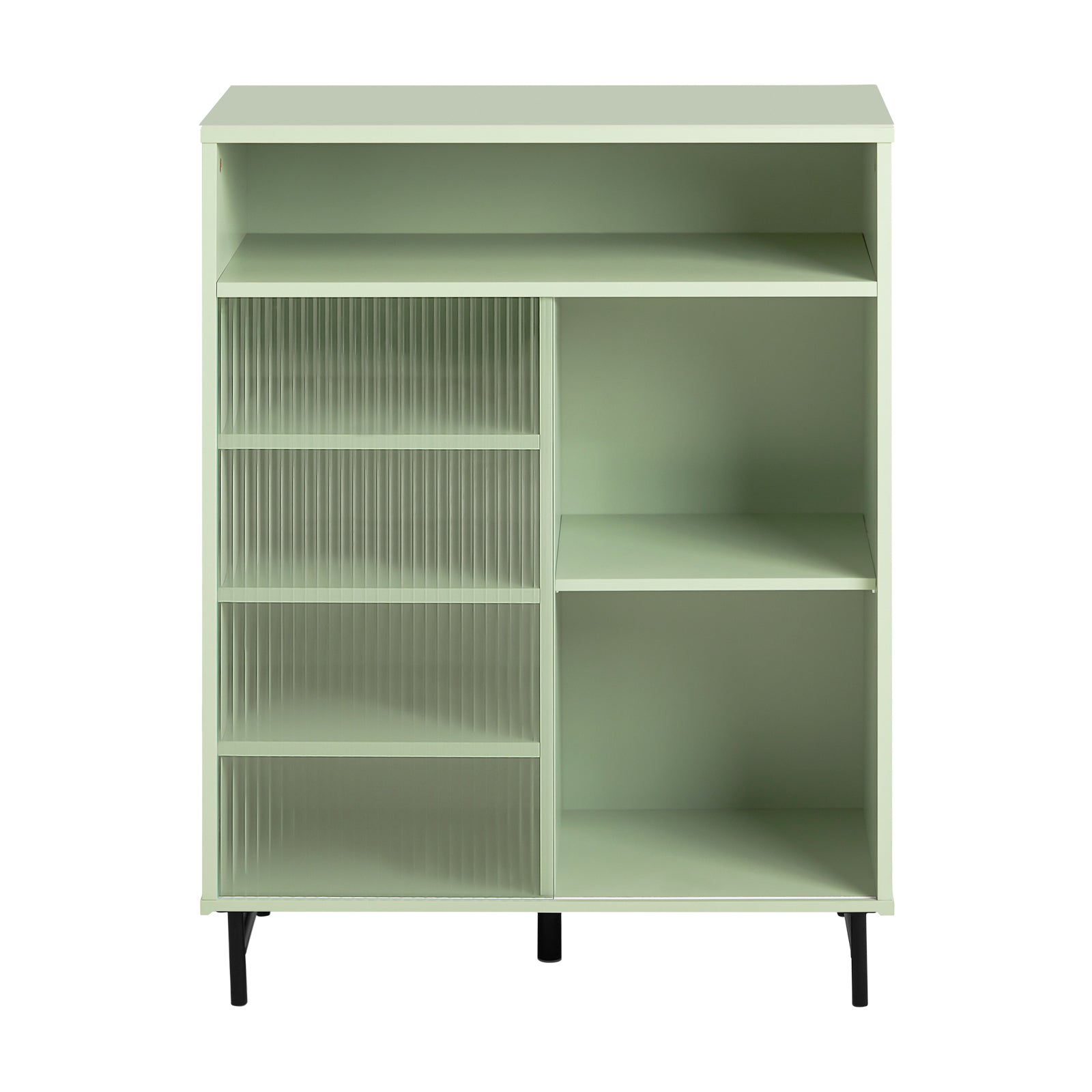 foto del prodotto credenza con anta scorrevole in vetro cassettiera mobile da cucina scarpiera da ingresso 70x33x90cm verde fsb61 gr