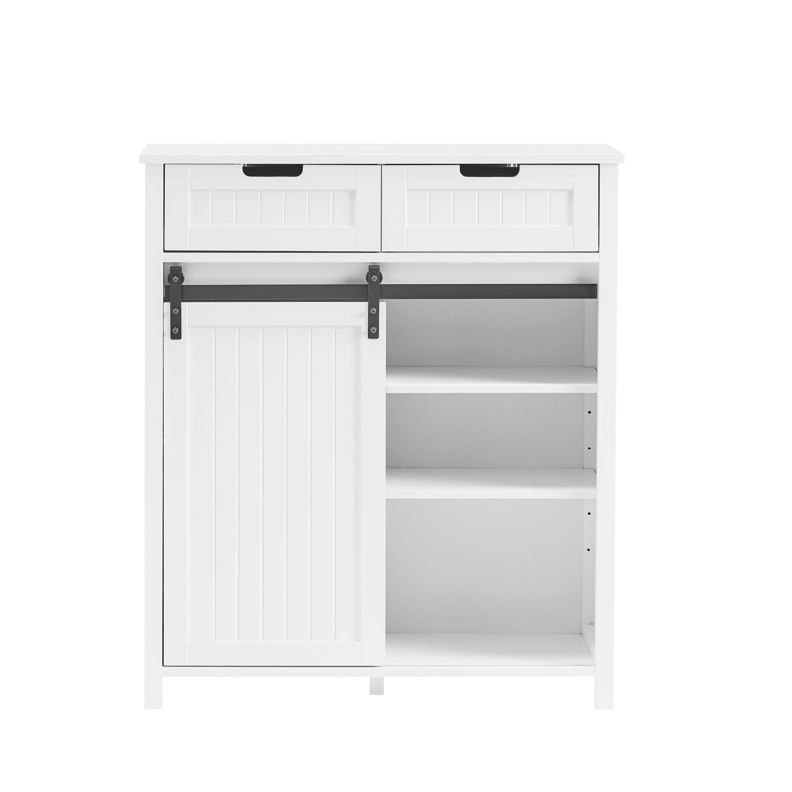 foto del prodotto credenza con anta scorrevole scarpiera con porta fienile mobile da ingresso armadio multifunzionale bianco 80x35x93cm fsb74 k w