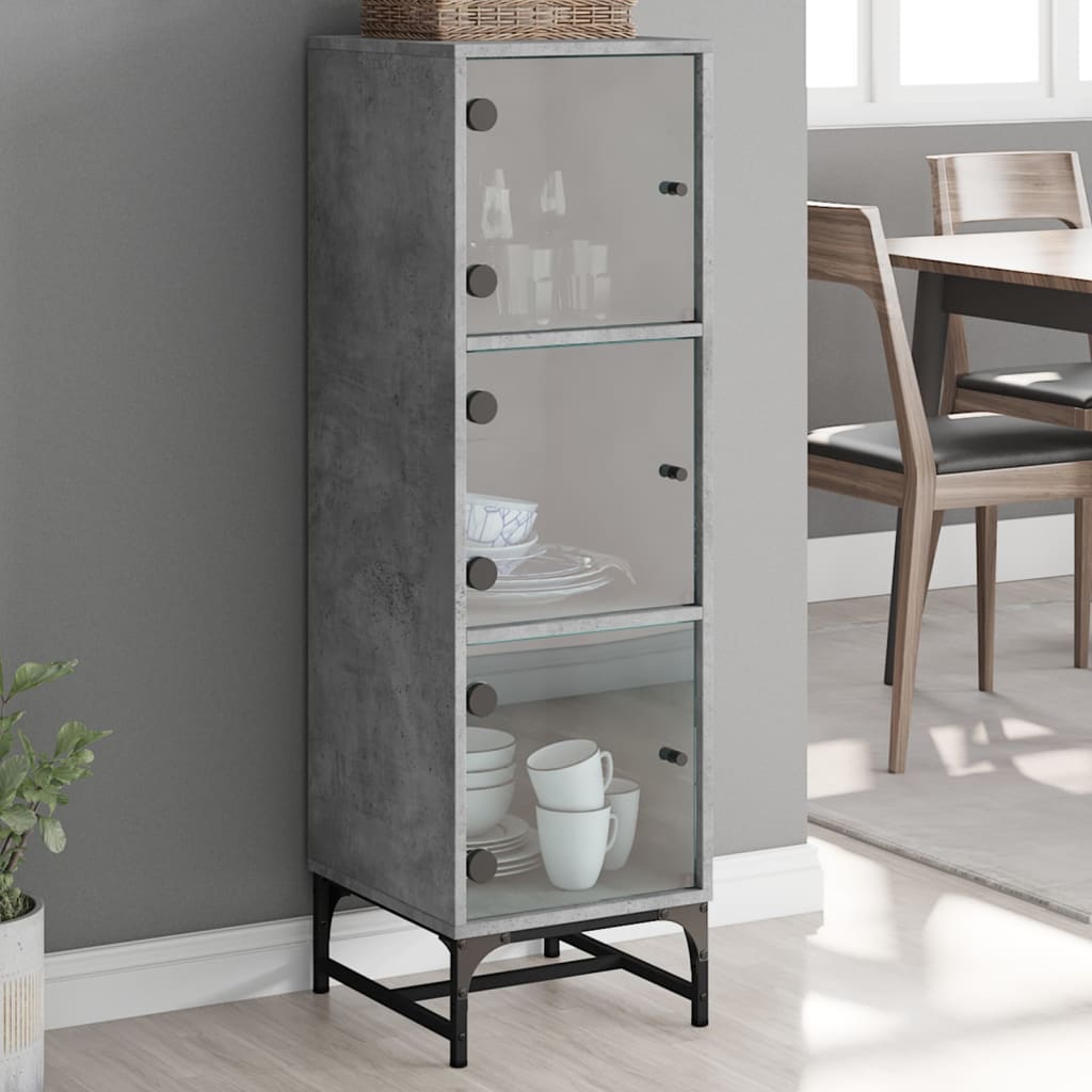 foto del prodotto credenza con ante in vetro grigio cemento 35x37x120 cmcod mxl 89925