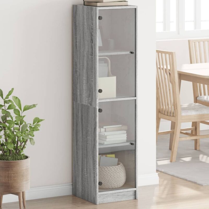 foto del prodotto credenza con ante in vetro grigio sonoma 35x37x142 cm vidaxl