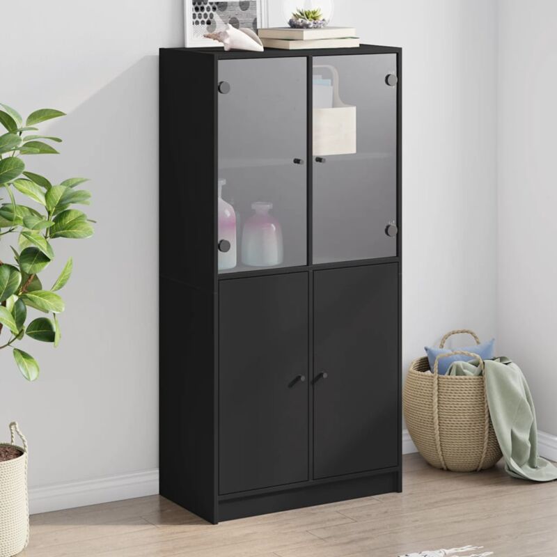 foto del prodotto credenza con ante nera 68x37x142 cm in legno multistrato vidaxl