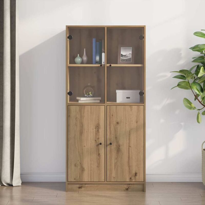 foto del prodotto credenza con ante rovere artigianale 68x37x142 cm multistrato