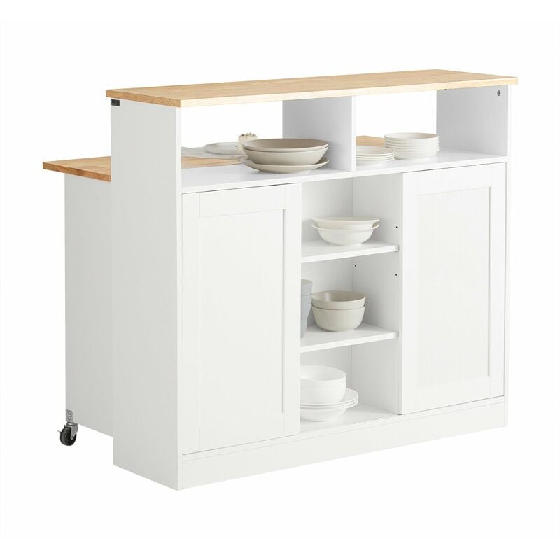 foto del prodotto credenza con ante scorrevoli isola cucina con piano di lavoro espandibile credenza cucina credenza grigio chiaro 110x68x97cm, fsb36 hg sobuy