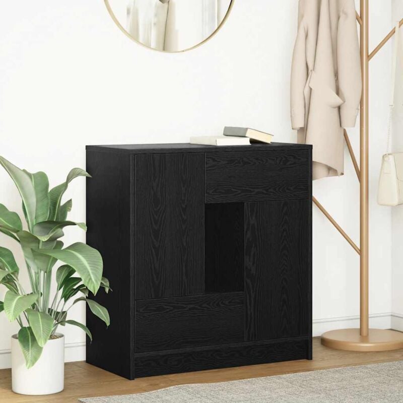 foto del prodotto credenza con cassetti e ante rovere nero 70,5x34x74,5 cm vidaxl