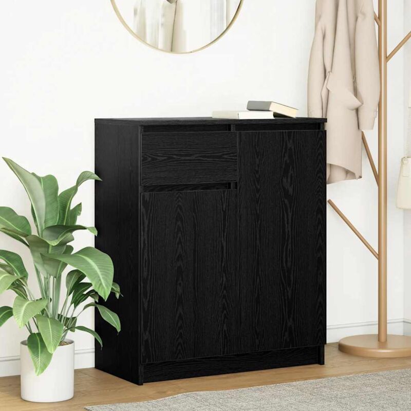 foto del prodotto credenza con cassetto rovere nero 71x35x84 cm legno multistrato
