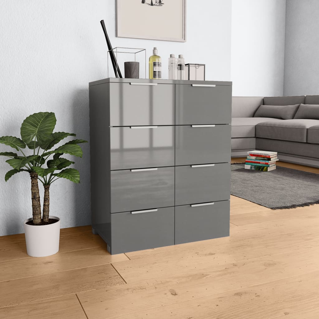 foto del prodotto credenza con finitura lucida grigia 60x35x80 cm in truciolato cod mxl 73585
