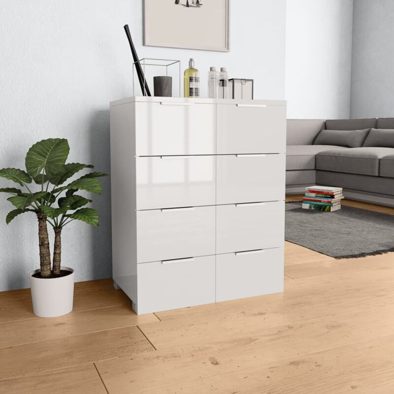 foto del prodotto credenza con finitura lucida in legno 8 cassetti design moderno vari colori colore bianco