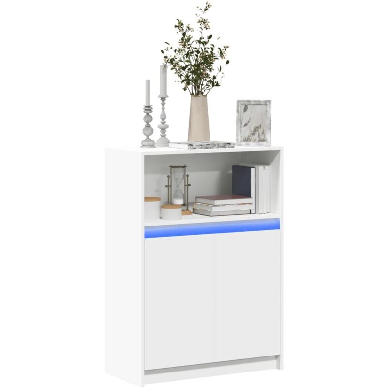 foto del prodotto credenza con led bianca 72x34x100 cm in legno multistrato vidaxl