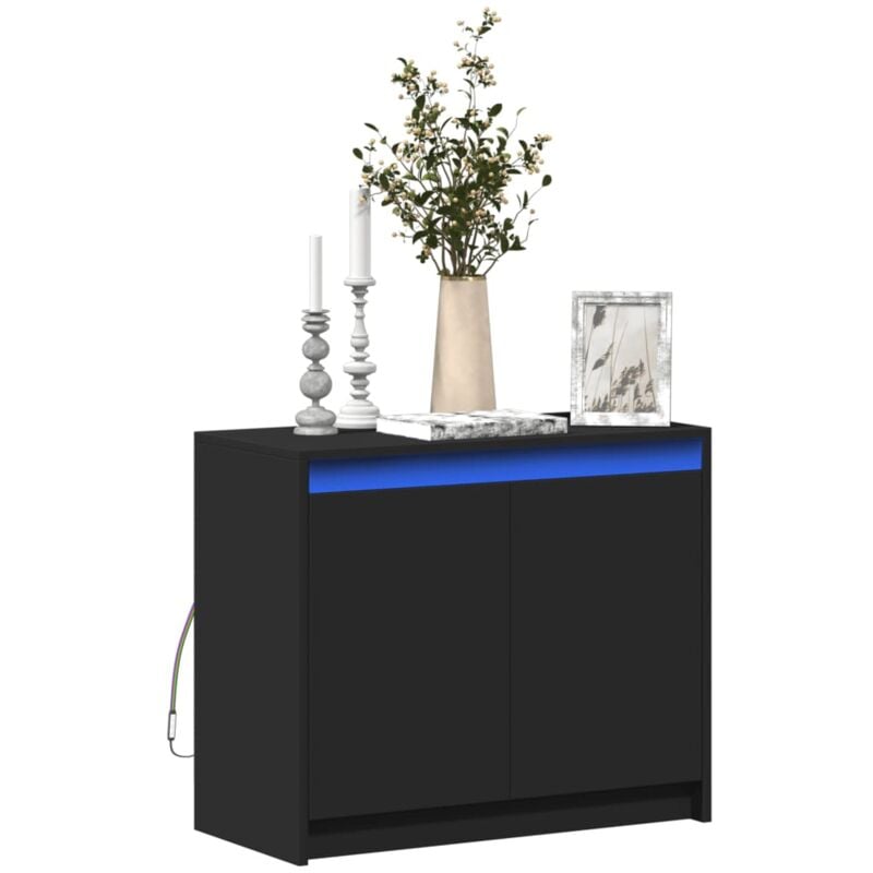 foto del prodotto credenza con led nera 72x34x61 cm in legno multistrato vidaxl