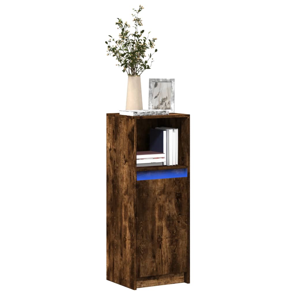 foto del prodotto credenza con led rovere fumo 38x34x100 cm in legno multistrato