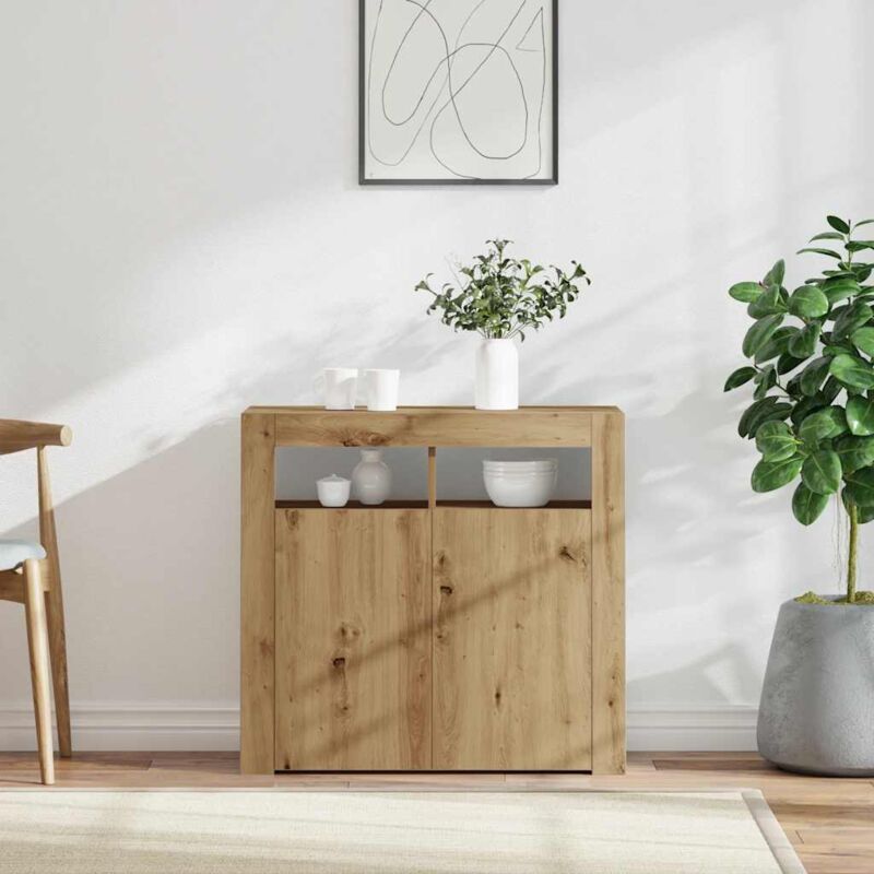 foto del prodotto credenza con luci led artigianale 80x35x75 cm in truciolato vidaxl