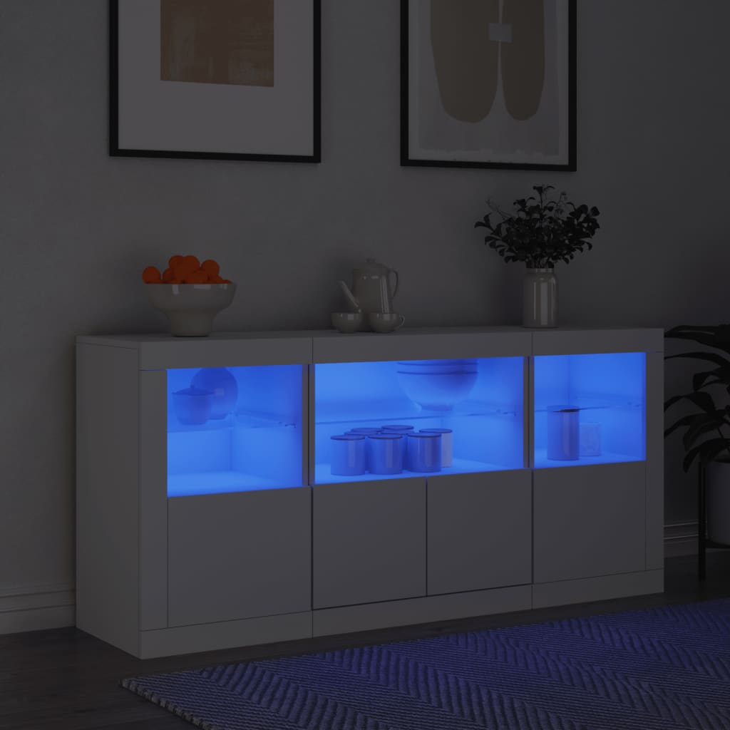 foto del prodotto credenza con luci led bianca 142,5x37x67 cmcod mxl 85670