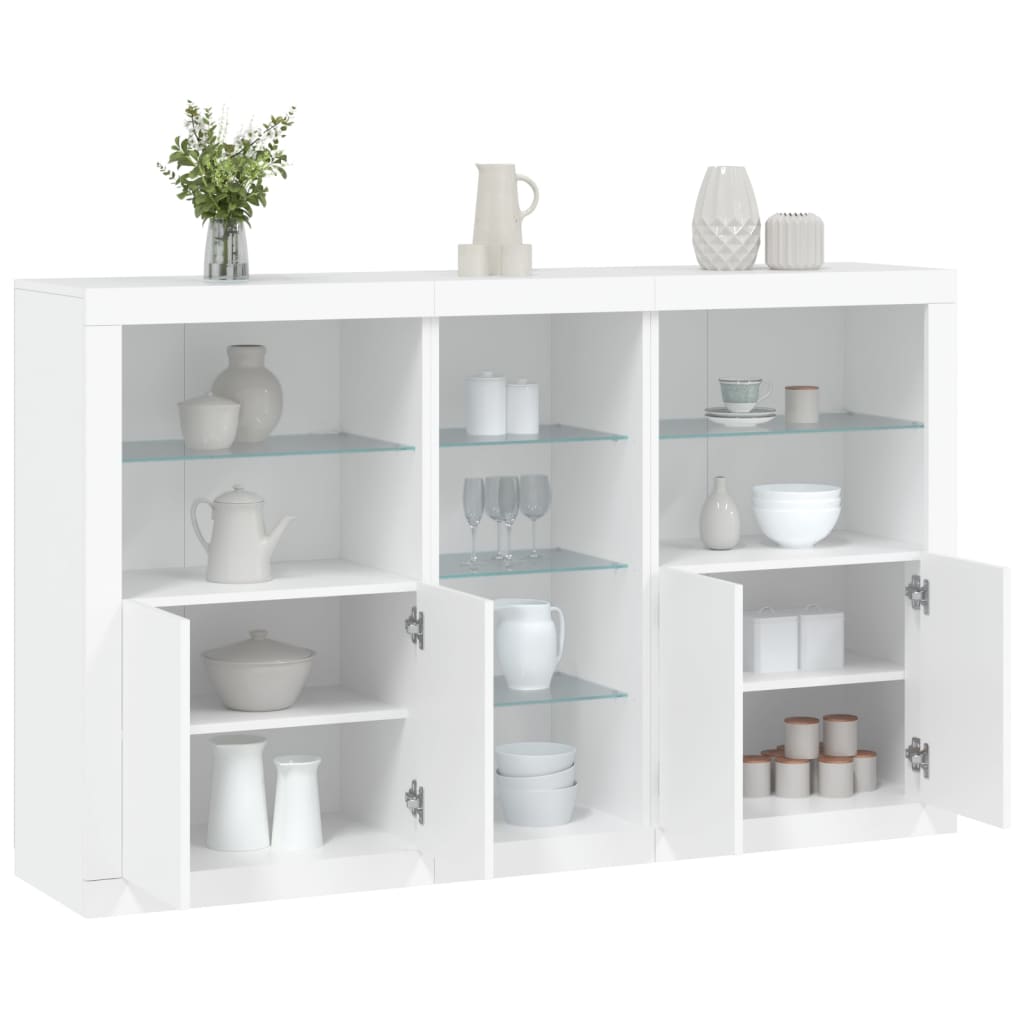 foto del prodotto credenza con luci led bianca 162x37x100 cmcod mxl 133837