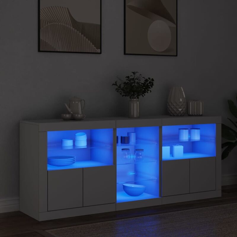 foto del prodotto credenza con luci led bianca 162x37x67 cm vidaxl