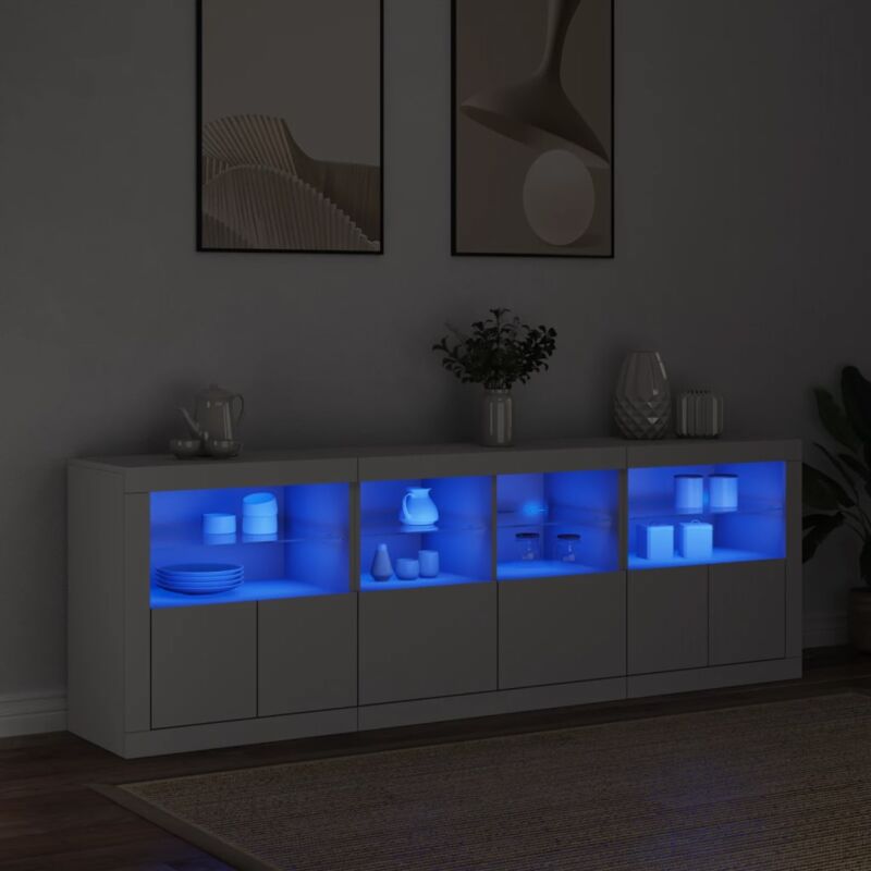 foto del prodotto credenza con luci led bianca 202x37x67 cm vidaxl