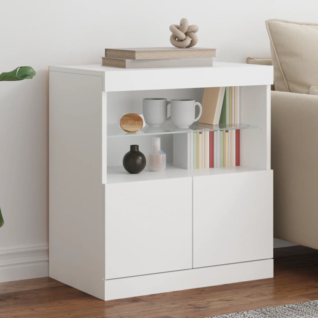 foto del prodotto credenza con luci led bianca 60x37x67 cmcod mxl 110264