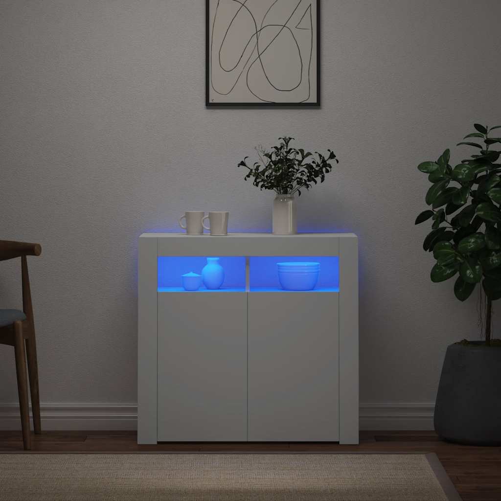foto del prodotto credenza con luci led bianca 80x35x75 cm vidaxl