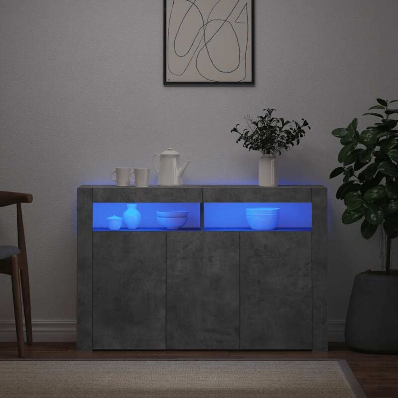 foto del prodotto credenza con luci led grigio cemento 115,5x30x75 cm vidaxl