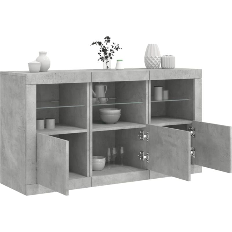 foto del prodotto credenza con luci led grigio cemento 123x37x67 cm vidaxl
