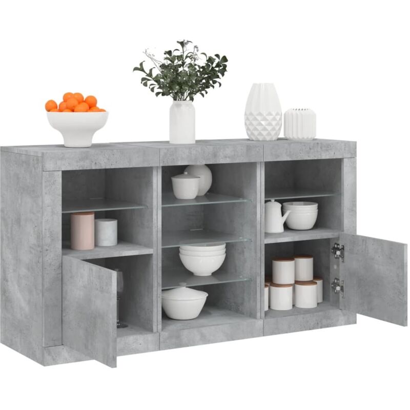 foto del prodotto credenza con luci led grigio cemento 123x37x67 cm vidaxl